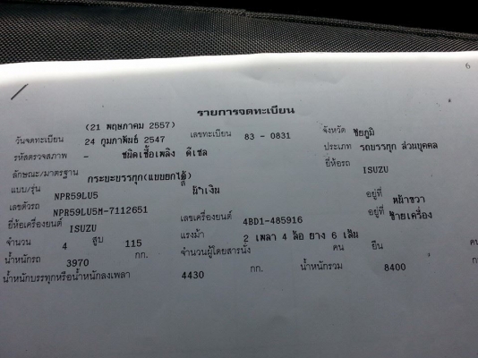 ขายดั้ม5คิว ISUZU NPR115 แรง เครื่องดี4BD1 คัชซีสวยNPR59LU5M มีสโลว์เกียร์กลาง เฟืองท้ายFหน้า-หลัง ภายในสวย เอกสารพร้อมโอน โทร 090-8588220คุณนะ ID:narong498 หรือ www.truck.in.th/498
