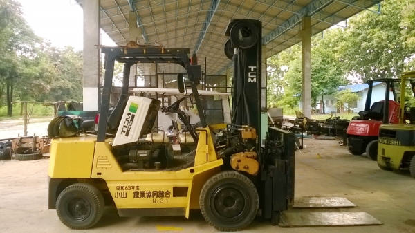 โฟล์คลิฟท์เสาเข้าตู้สูง5.40ม.งาPUSH-PULL-TCM-3ตันสไลด์-ดัน-ดึง-สินค้าได้*2216ชม.*ติดแก๊สจากญี่ปุ่น