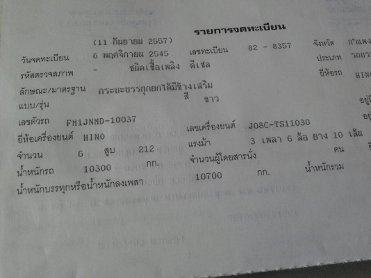 ขายสิบล้อฮีโน่สมอทอง 1J 212 แรง