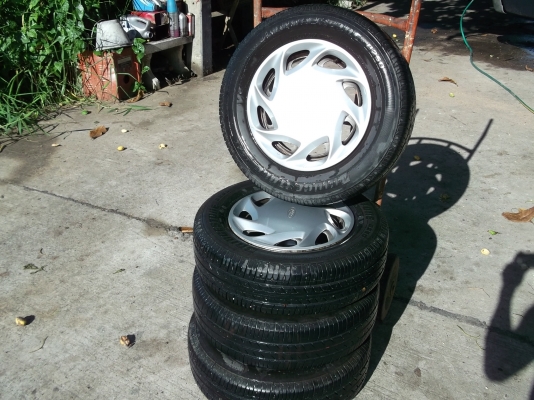 ขาย-ล้อกระทะ ขอบ13x4รู100 ยางสวย