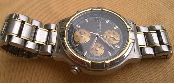 Seiko Chronograph 7t27 6a50 quartz จับเวลาสามวง