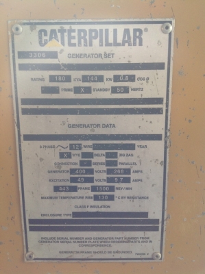 เครื่องปั่นไฟ CATERPILLAR 144 KW