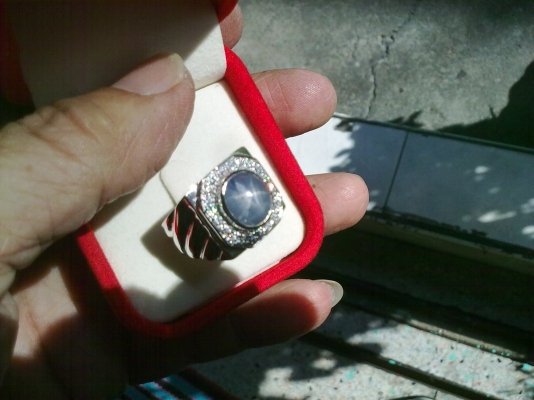 แหวนเงินพลอยบลูสตาร์เมืองจันท์แท้