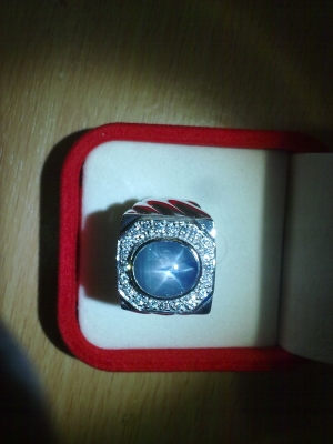 แหวนเงินพลอยบลูสตาร์เมืองจันท์แท้