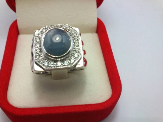 แหวนเงินพลอยบลูสตาร์เมืองจันท์แท้