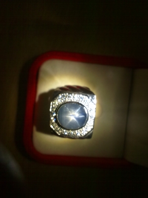 แหวนเงินพลอยบลูสตาร์เมืองจันท์แท้