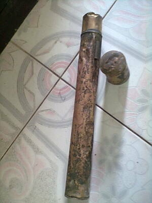 กระบอกทองเหลือง สำหรับใส่แผนที่ ของโบราณ