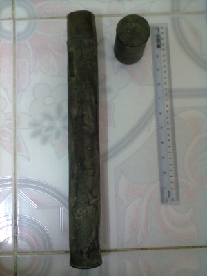 กระบอกทองเหลือง สำหรับใส่แผนที่ ของโบราณ