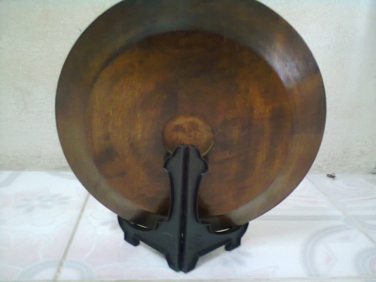 จานไม้แกะสลัก ตั้งโชว์ พร้อมขาตั้ง