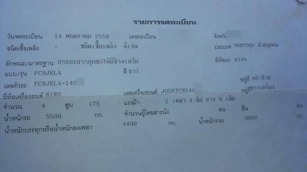 HINO FC9J  ยอดจัดไฟแนนซ์ ได้ 900,000 บาทค่ะ