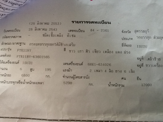 ดั้มเกษตร ISUZU เครื่อง6HE1 195 แรงม้า