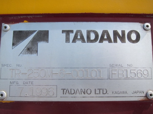 ขายรถเครน Tadano TR 250M-6 ขายรถเครน Tadano TR 250M-6
