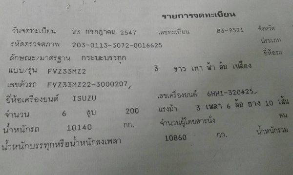 ขาย ISUZU DECA EURO 2 เครื่อง 200 แรง ปี 47 ราคา 1150000 บ