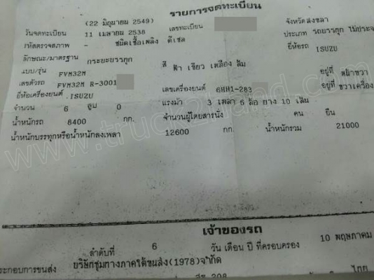 รถบรรทุก 10 ล้อ ISUZU รุ่น FVM32M  210 แรงม้า