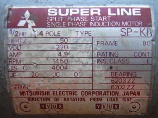 ขายมอเตอร์ 1/2 HP. 1400 RPM. 2 สาย mitsubishi เดิมๆ ยังไม่เคยพัน ขายมอเตอร์ 1/2 HP. 1400 RPM. 2 สาย mitsubishi เดิมๆ ยังไม่เคยพัน