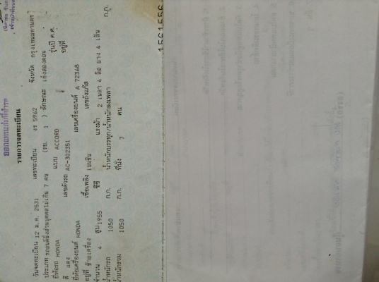 ขายทะเบียน..ฮอนด้า..แอคคอด..ภาษี.ขาด.เลข.ชุดโอนครบ...กระดาษลอกลายมีคับ..(ส่งฟรีคับ)