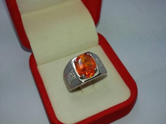 แหวนเงินแท้พลอยชาตั้มส้ม