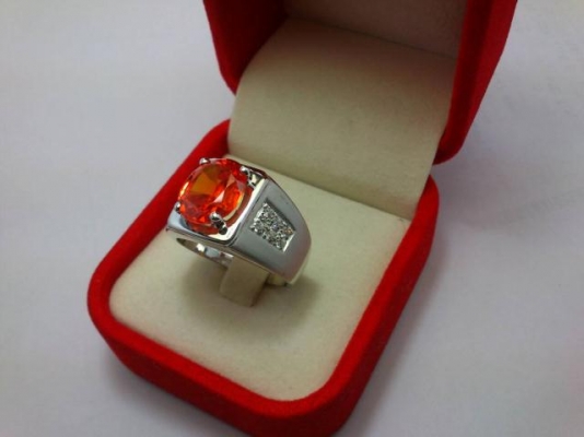 แหวนเงินแท้พลอยชาตั้มส้ม