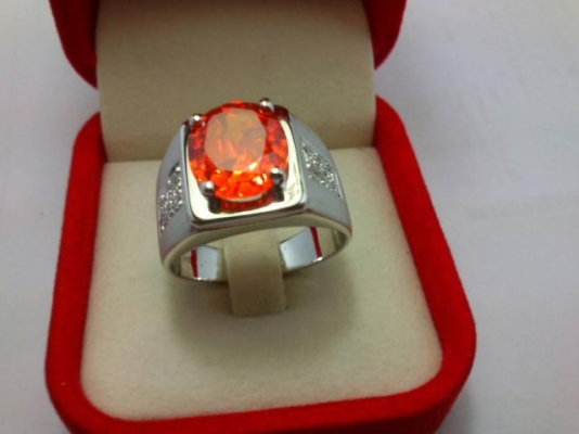 แหวนเงินแท้พลอยชาตั้มส้ม