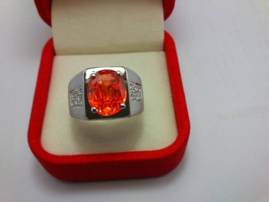 แหวนเงินแท้พลอยชาตั้มส้ม