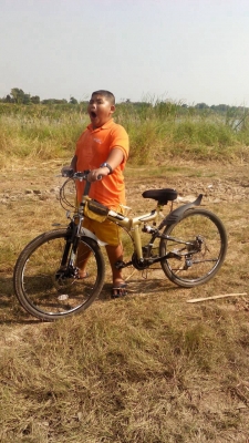 จักรยานเสือภูเขาพับได้ Trinx 26'' เกียร์+โช้ค หน้าหลัง สีทอง สภาพ 100\% มีอุปกรณ์แต่งแถมให้ฟรี