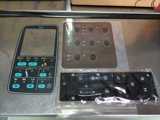 สติกเกอร์หน้าจอ ปุ่มกด รถขุด Cat, Komatsu, Kobelco