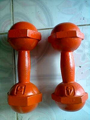 ดัมเบล 2 อัน ขนาด 5 กิโล และ 4 กิโล