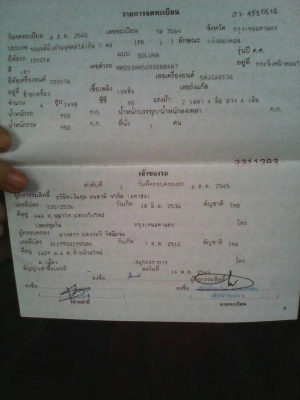 ขาย TOYOTA  SOLUNA ปี 2002 เกียร์ ธรรมดา มือเดียวจากป้ายแดง