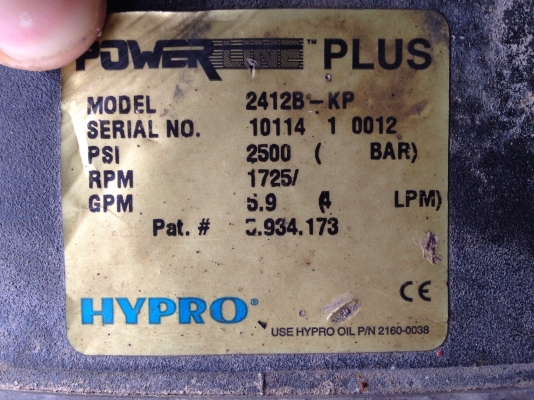 ขายเครื่องฉีดน้ำแรงดันสูงพร้อมมอเตอร์ Hypro มอเตอร์ mitsubishi 7.5 HP. 380V สภาพดี พร้อมแท่นวาง มี 4 ชุดครับ ขายเครื่องฉีดน้ำแรงดันสูงพร้อมมอเตอร์ Hypro มอเตอร์ mitsubishi 7.5 HP. 380V สภาพดี พร้อมแท่นวาง มี 4 ชุดครับ