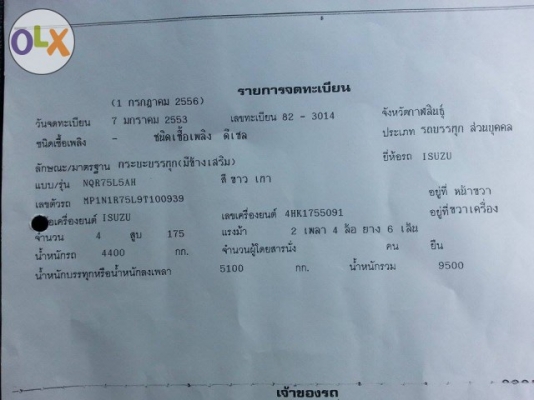 ขายISUZU NQR เครื่อง175แรง ปี53 เครื่องดี คัชซีสวย พ.เพาเวอร์ เบรกทิฟฟี่ สภาพสวยมาก พร้อมใช้งาน เอกสารพร้อมโอน สนใจโทร090-8588220 คุณนะ ID:narong498 หรือwww.truck.in.th/498