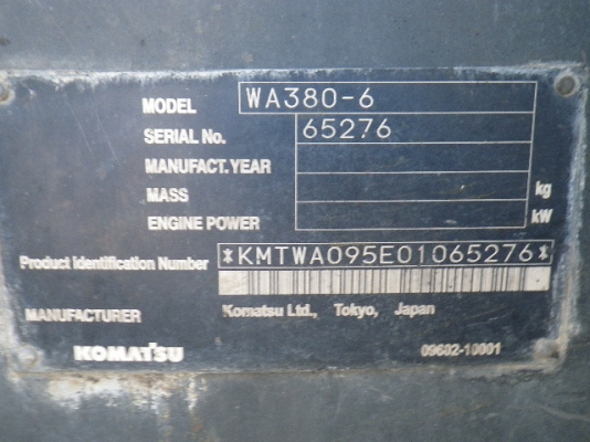 ขายรถตัก Komatsu WA380-6