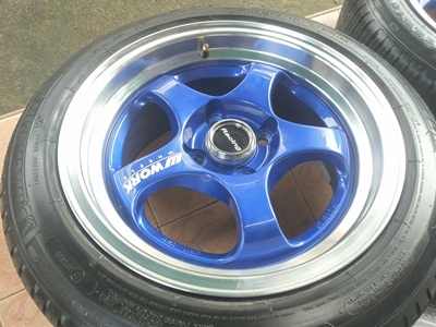 ขายล้อแม็กW WORK ขอบ15/7.5 4รู100 OFF 38 พร้อมยาง 4 ล้อ