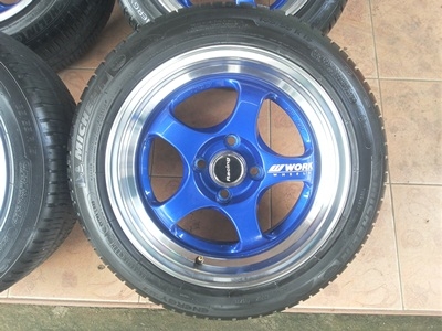 ขายล้อแม็กW WORK ขอบ15/7.5 4รู100 OFF 38 พร้อมยาง 4 ล้อ