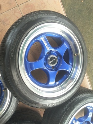 ขายล้อแม็กW WORK ขอบ15/7.5 4รู100 OFF 38 พร้อมยาง 4 ล้อ