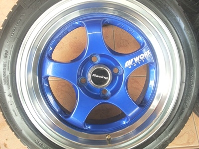 ขายล้อแม็กW WORK ขอบ15/7.5 4รู100 OFF 38 พร้อมยาง 4 ล้อ
