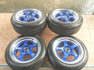 ขายล้อแม็กW WORK ขอบ15/7.5 4รู100 OFF 38 พร้อมยาง 4 ล้อ