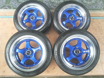 ขายล้อแม็กW WORK ขอบ15/7.5 4รู100 OFF 38 พร้อมยาง 4 ล้อ