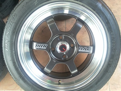 ขายล้อแม็ก TE37 V ขอบ15 4รู100 กว้าง7 OFF 38 พร้อมยาง 4 ล้อ