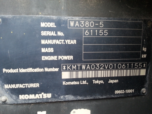 ขายรถตัก Komatsu WA380-5