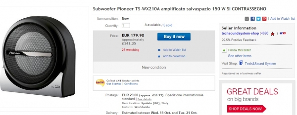 Subwoofer Pioneer TS-WX210A