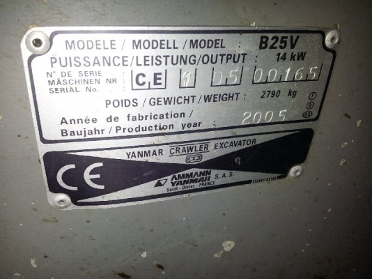 B25V # CE1D500165 : Yanmar Excavator รถขุดมือสอง by kung0813062283