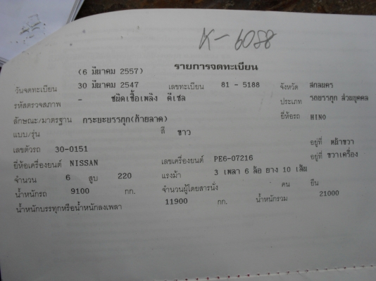 ขายรถสิบล้อHINOZMเครืองUD-PE6-220แรงลงเล่มแล้ว2เพลา