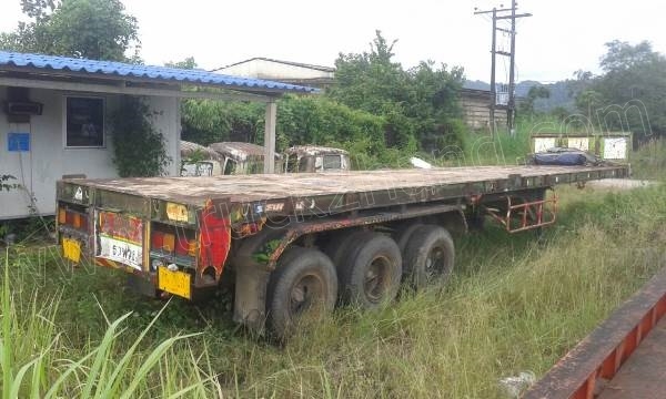 หางพ่วงเทเลอร์พื้นเรียบ 3 เพลา ต่ออู่ ส.สุชัย ยาว 12.40 แบบสามเพลาแท้