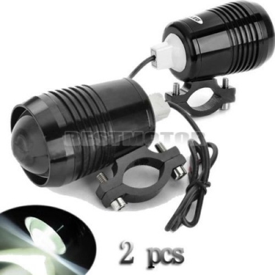 สปอร์ตไลท์ สำหรับติดตั้งส่อง ตัดหมอก ไฟแต่ง เพิ่มความสว่างระหว่างเดินทาง กลางคืน 2x Motorcycle Cree U2 LED 1200LM เฮดไลท์ Lens Strong Light Black  ราคา 1500 บาท/คู่