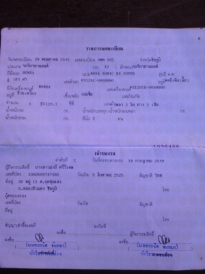 ขายHonda Sonic125 เครื่องดีรถเดิมพร้อมใช้มีเล่มพร้อมชุดโอนราคา11900 บาท