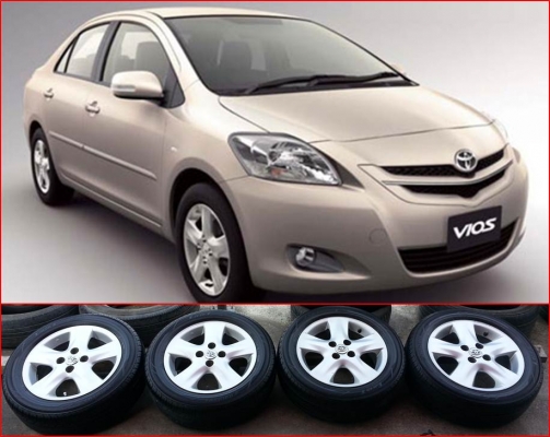 ล้อ vios ขอบ15พร้อมยาง YOKOHAMA Made in japan  185-50R15 ปี12