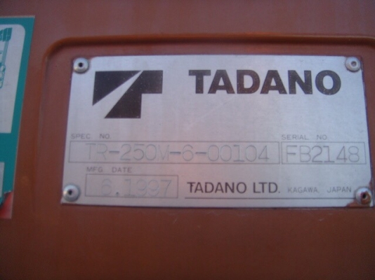 ขายรถเครน TANADO TR250M-6 SN.FB2148 YEAR 1997 ราคา 6300000