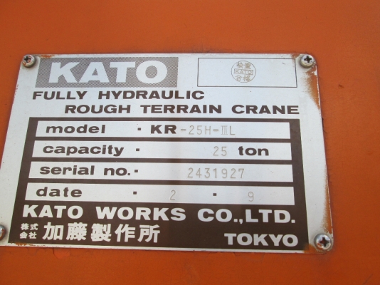 ขายรถเครน KATO KR25H-3L SN.2431927 YEAR 1990 ราคา 3500000