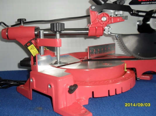 เลื่อยแท่น วงเดื่อน ปรับองศาได้  ปรับมุมเฉียงได้ ใบตัด 10 นิ้ว CLINTON กำลัง  2000 WATT สไลท์ได้