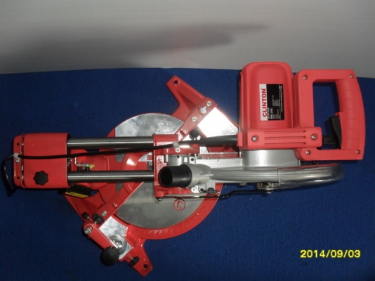 เลื่อยแท่น วงเดื่อน ปรับองศาได้  ปรับมุมเฉียงได้ ใบตัด 10 นิ้ว CLINTON กำลัง  2000 WATT สไลท์ได้